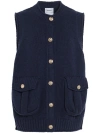 Barrie Cashmere Cardigan Vest In Blue