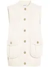 Barrie Knit Cashmere Cardigan Vest In White