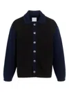 Barrie Colour-block Button Cardigan In Black