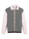 Barrie Colour-block Buttoned Cardigan In Gray