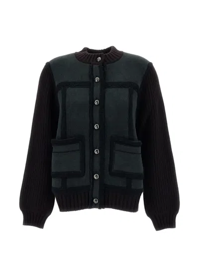Barrie Colour-block Cardigan In Black