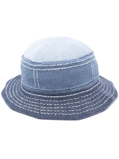 Barrie Contrast Stitching Bucket Hat In Blue