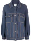 Barrie Contrast-stitching Button-up Knitted Jacket In Blue