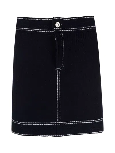 BARRIE BARRIE CONTRAST-STITCHING DENIM MINI SKIRT