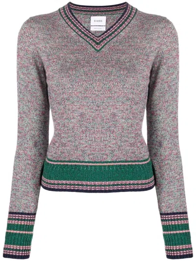 Barrie Contrast-stripe Cashmere Jumper In Pink