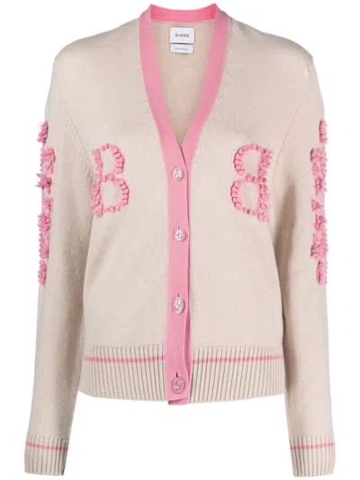 Barrie Contrast-trim Cashmere Cardigan In Nude