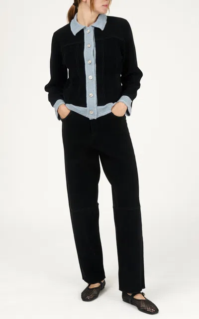 Barrie Cotton-cashmere Blend Trousers In Black