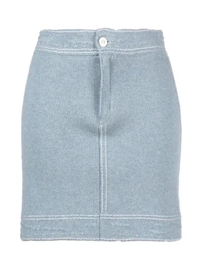 Barrie Cashmere Cotton Denim Mini Skirt In Vintage In Blue