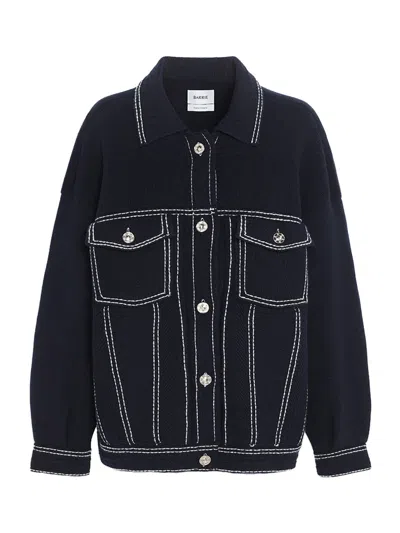 Barrie Denim Cashmere Cotton Jacket Navy In Black