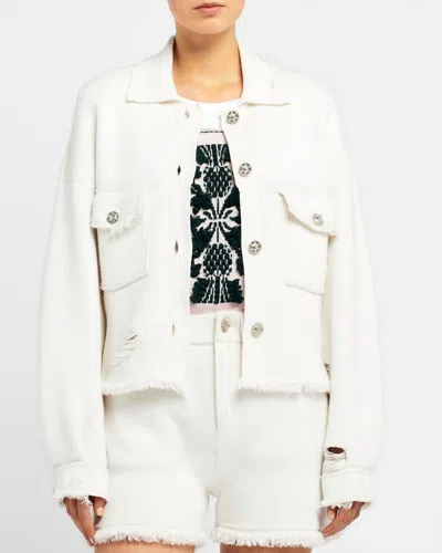 Barrie Denim Fringed Cashmere Cotton Shorts In Niveous In White