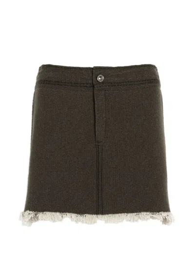 Barrie Denim Fringed Mini Skirt In Green