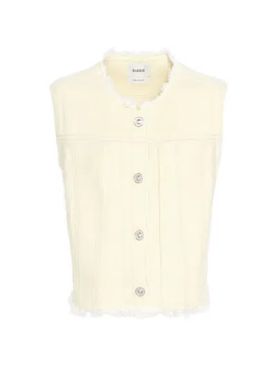 Barrie Denim Fringed Waistcoat In Yellow