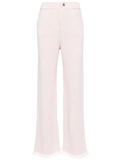 Barrie Wide-leg Knitted Trousers In Pink