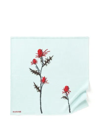Barrie Embossed Thistle-motif Scarf In Blue