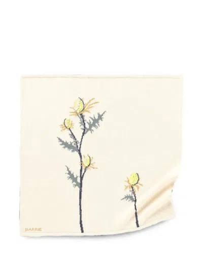 Barrie Embossed Thistle-motif Scarf In Orange