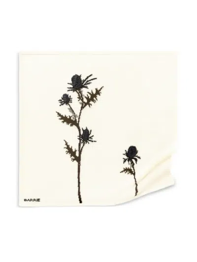 Barrie Embossed Thistle-motif Scarf In Red
