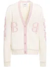 Barrie Embroidered Logo Cardigan In White