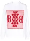 Barrie Embroidered Panelled Sweatshirt In 白色
