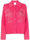 Barrie Floral-embroidered Beaded Cardi-coat In Pink