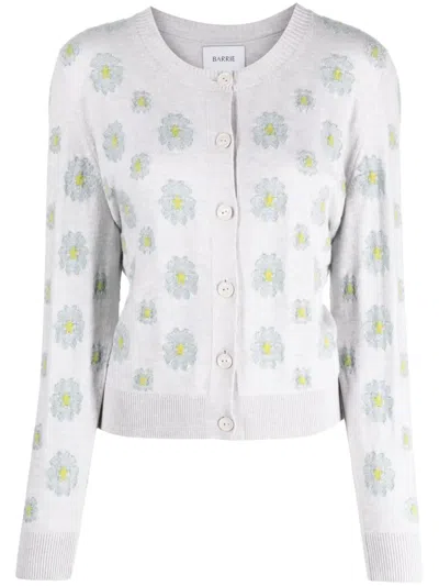 Barrie Floral-embroidered Cardigan In Grey