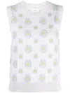 Barrie Floral-embroidered Sleeveless Top In Grey