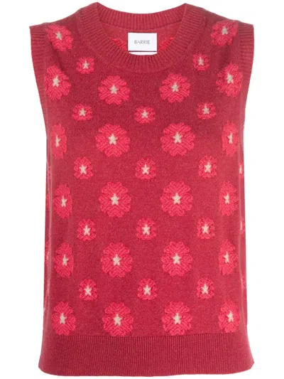 Barrie Floral-embroidered Vest In Red