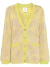 Barrie Floral-intarsia V-neck Cardigan In Yellow