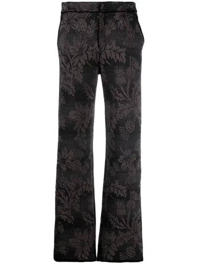 Barrie Floral-jacquard Straight-leg Lurex Trousers In Black