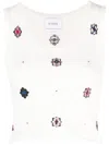 Barrie Floral-motif Cropped Knitted Top In Neutrals