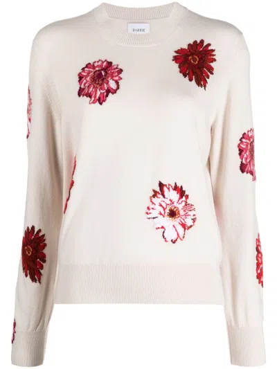 Barrie Floral-pattern Ribbed-trim Jumper In Neutrals
