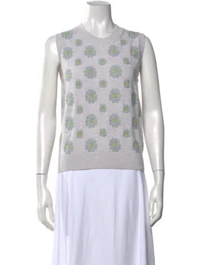 Pre-owned Barrie Floral Print Crew Neck Top In Multicolor