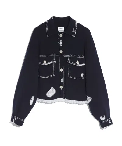 Barrie Fringe-trim Denim Jacket In Black