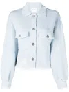 Barrie Fringed Denim-effect Jacket In Blue