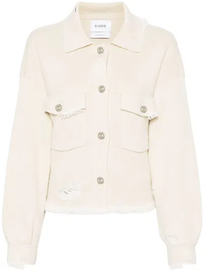 Barrie Fringe-trim Denim Jacket In Neutrals