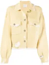 Barrie Fringed Short Denim-effect Jacket In Yellow