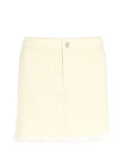 Barrie Fringed Denim Mini Skirt In Yellow