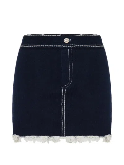 Barrie Fringed Stitching Mini Skirt In Blue