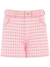 Barrie Gingham-check Cashmere-blend Shorts In Pink