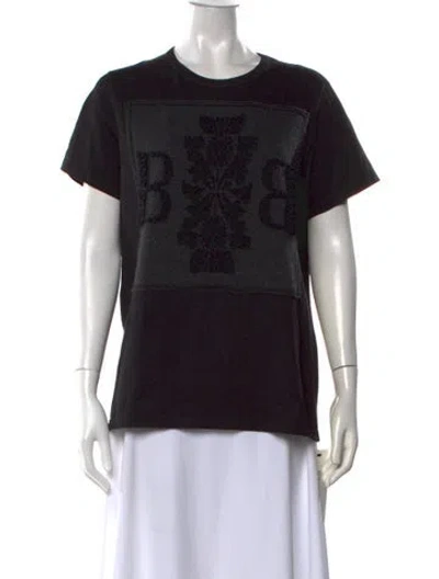 Pre-owned Barrie Graphic Print Crew Neck T-shirt In Black