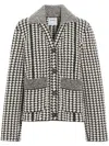 Barrie Cashmere-wool-silk Houndstooth Cardigan In Black