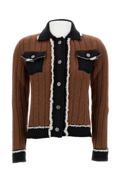 BARRIE HYBRID DENIM JACKET WITH RIBBED TEXTURE AND RAW CUT TRIMS