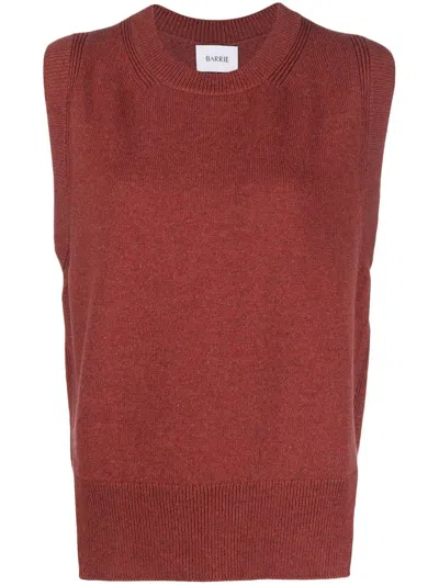 Barrie Iconic Sleeveless Cashmere Jumper In Red
