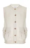 Barrie Knit Cashmere Cardigan Vest In White