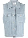 Barrie Blue Knitted Sleeveless Jacket In Blue