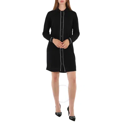 Barrie Ladies Contrast-trimmed Cashmere And Cotton Shirt Dress In White/black