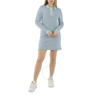 Barrie Ladies Gingham Cashmere And Cotton Midi Dress In Blue