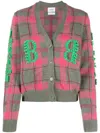 Barrie Logo-embossed Tartan-pattern Cashmere Cardigan In Green