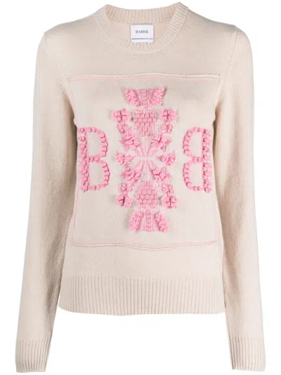 Barrie Logo-patch Cashmere Jumper In Nude