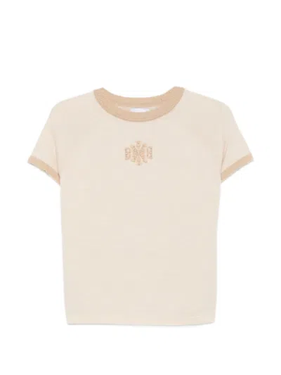 Barrie Logo-embroidered Cashmere T-shirt In Neutral