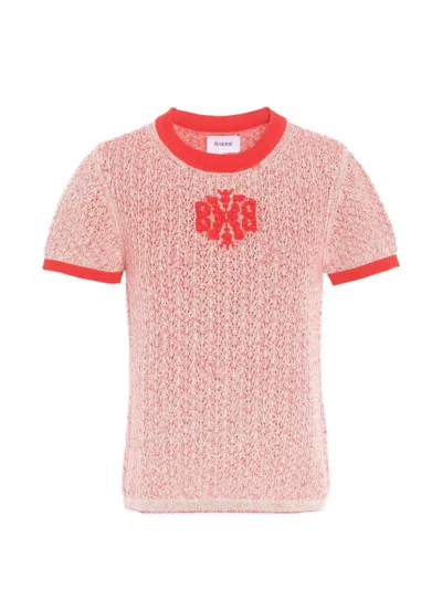 Barrie Logo-patch Cashmere Top In Pink